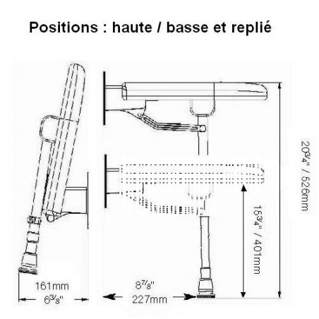 Siège de douche rembourré rectangulaire ADA