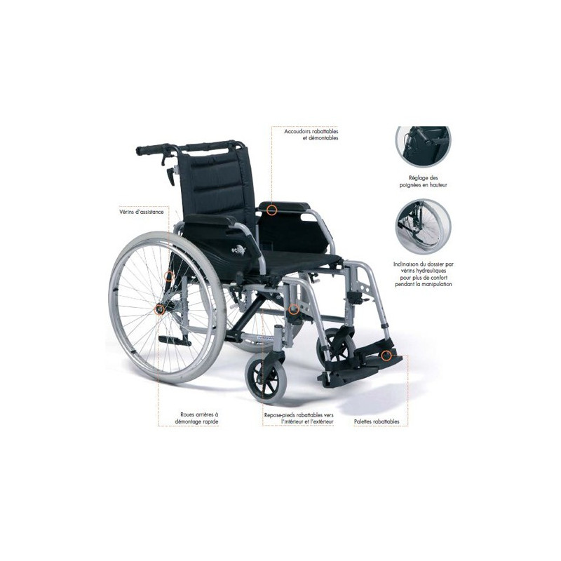 Fauteuil roulant manuel ECLIPS 30 dossier inclinable