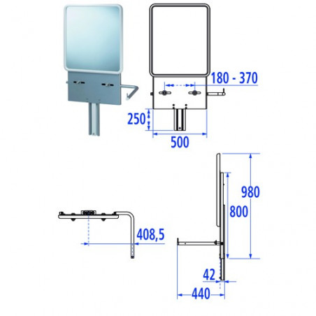 Support lavabo réglable avec miroir