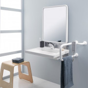 Support lavabo réglable électrique avec miroir