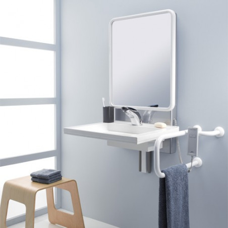 Support lavabo réglable électrique avec miroir