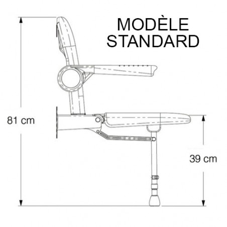 Siège de douche en U dossier et accoudoirs