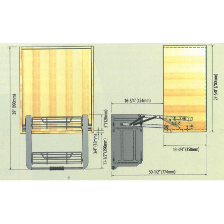Etagères de cuisine escamotables