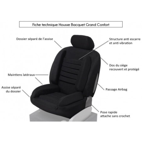 Housse baquet grand confort pour siège voiture