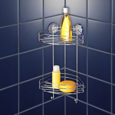 Etagère d'angle 2 niveaux pour salle de bain