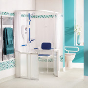Siège de douche compact rembourré dossier et accoudoirs