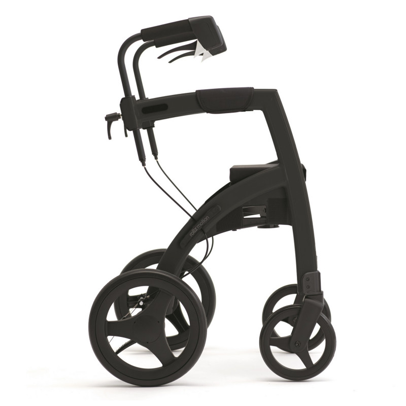Déambulateur avec fauteuil de transfert Rollz Motion - Noir mat - 63 cm