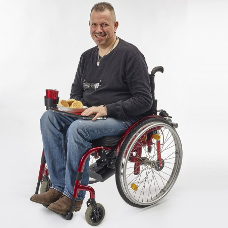 Tablette multi usages Acti'Tab pour fauteuil roulant Tablette multi usages Acti'Tab pour fauteuil roulant