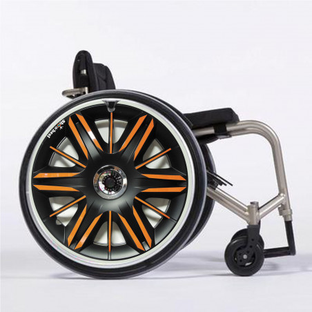 Flasque fauteuil roulant modèle Enjoliveur metal orangé