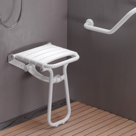 Siège de douche escamotable avec béquille automatique Siège de douche escamotable avec béquille automatique