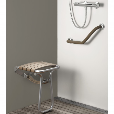 Siège de douche escamotable avec béquille automatique Siège de douche escamotable avec béquille automatique