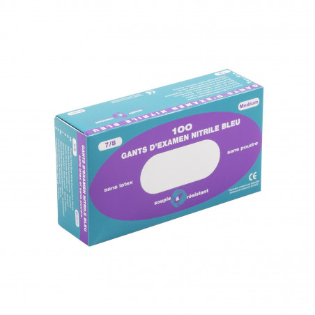 Gants en nitrile bleu jetables - Lot de 100 