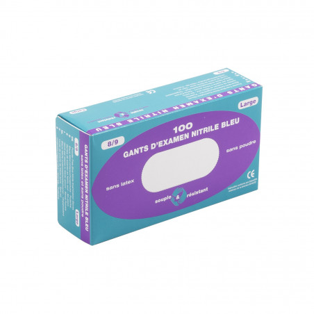 Gants en nitrile bleu jetables - Lot de 100 