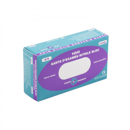 Gants en nitrile bleu jetables - Lot de 100