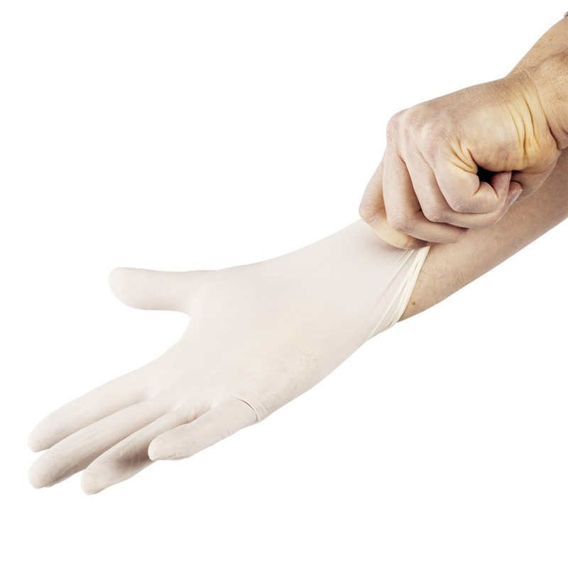 Gants en latex jetables - Lot de 100 - Taille : M (7/8) - Naturelle - M (7/8)