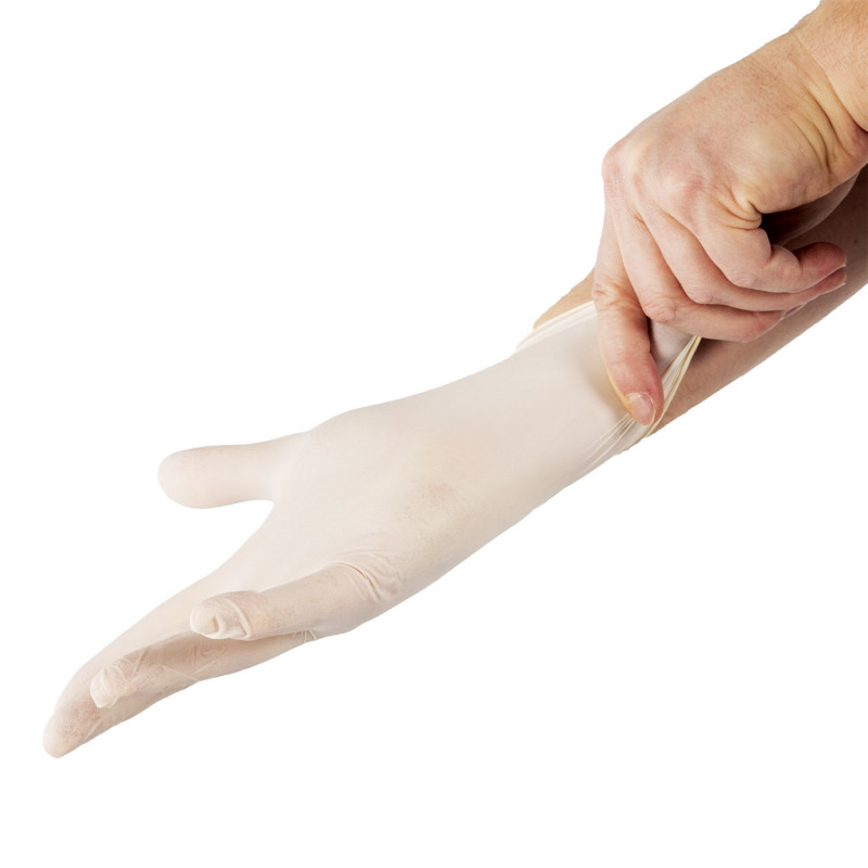 Gants en latex jetables - Lot de 100 - Taille : M (7/8) - Naturelle - M (7/8)