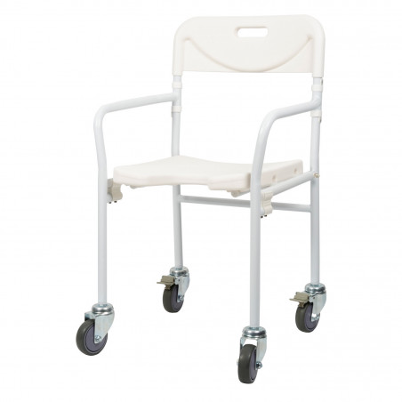 Chaise de douche pliable à roulettes 