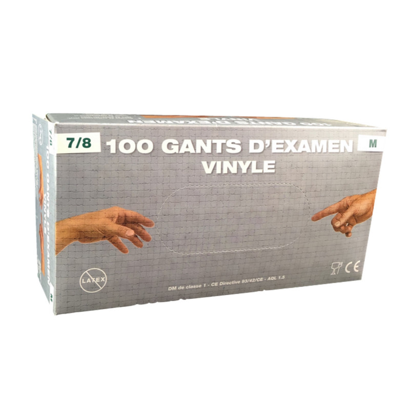 Gants en vinyle jetables poudrés - Lot de 100 - Taille : XL (9/10) - Transparent - XL (9/10)