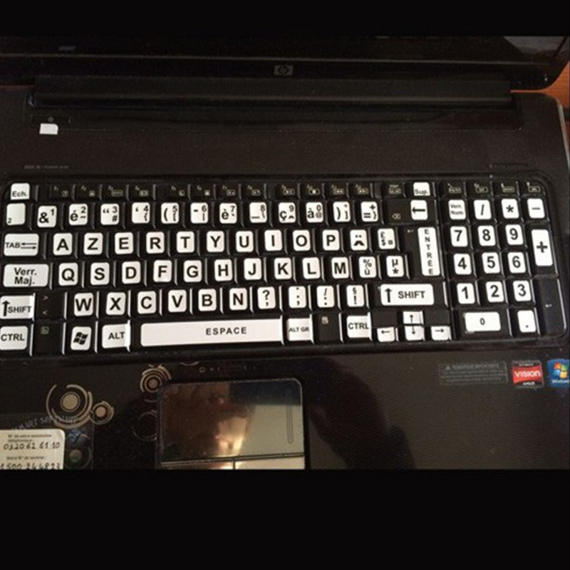 195 autocollants lettres minuscules gros caractères pour clavier français  de PC