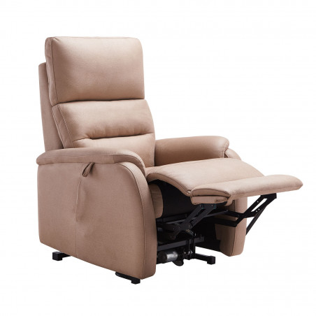 Fauteuil massant et chauffant en cuir PU beige GRANDEUR 