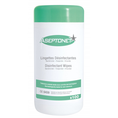 Pot de 100 Lingettes désinfectantes et nettoyantes ASEPTONET