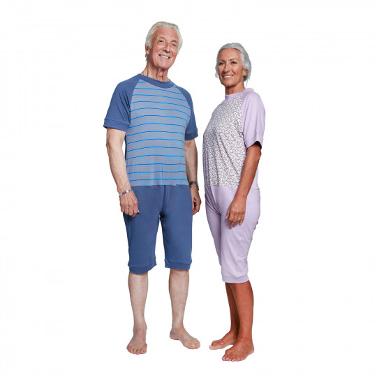 Pyjama pour incontinence en tricot, Manches et jambes courtes