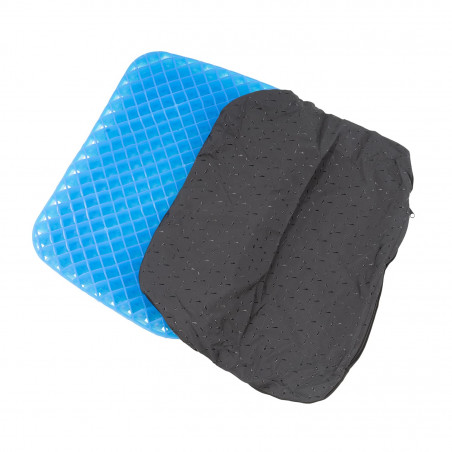 Coussin d'assise à mémoire de forme avec gel et revêtement antidérapant