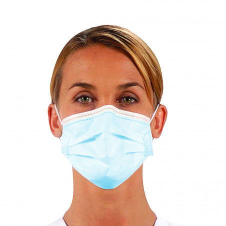Masque médical 3 plis jetable Type IIR à élastiques (Lot de 50)