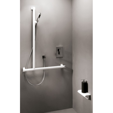 Barre De Douche Modulable En T Ou En L, Blanc Design Et Aux Normes Pmr