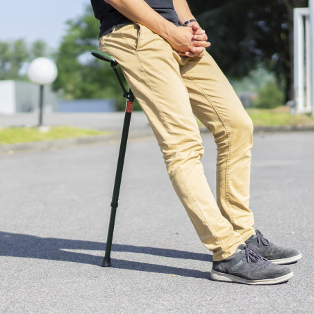 Canne-siège réglable à pieds interchangeables