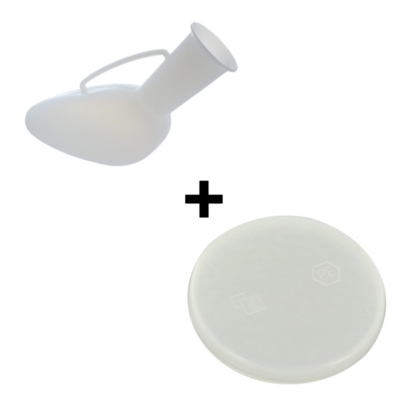 Urinal allongé pour homme avec poignée et couvercle