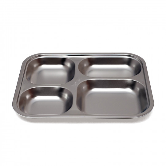 Plateau repas 4 compartiments en inox - Cuisine - Tous Ergo