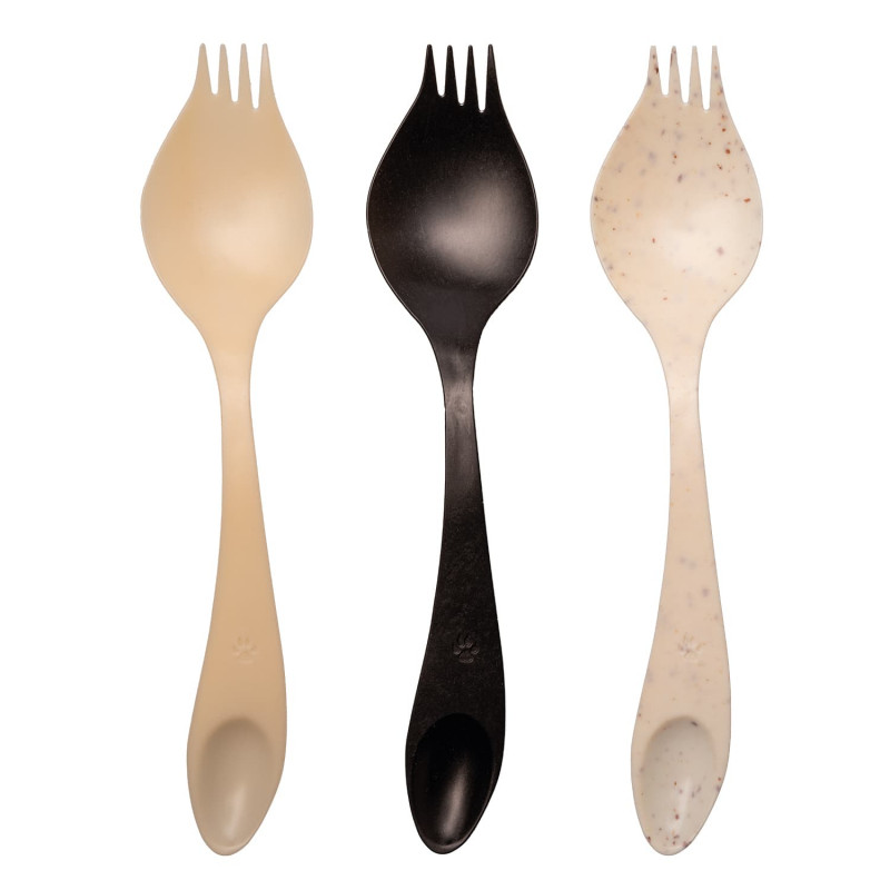 Cuillère fourchette Georgette végétale - Lot de 50 - Blanc sable - 16 cm