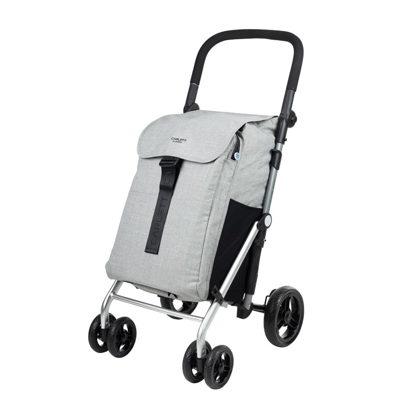 Chariot De Courses Pliable Gris 35 L - Cadre Acier, Tissu 600D, Roues 15 Cm, 1,7 Kg, Pour Marché Et Shopping - 9