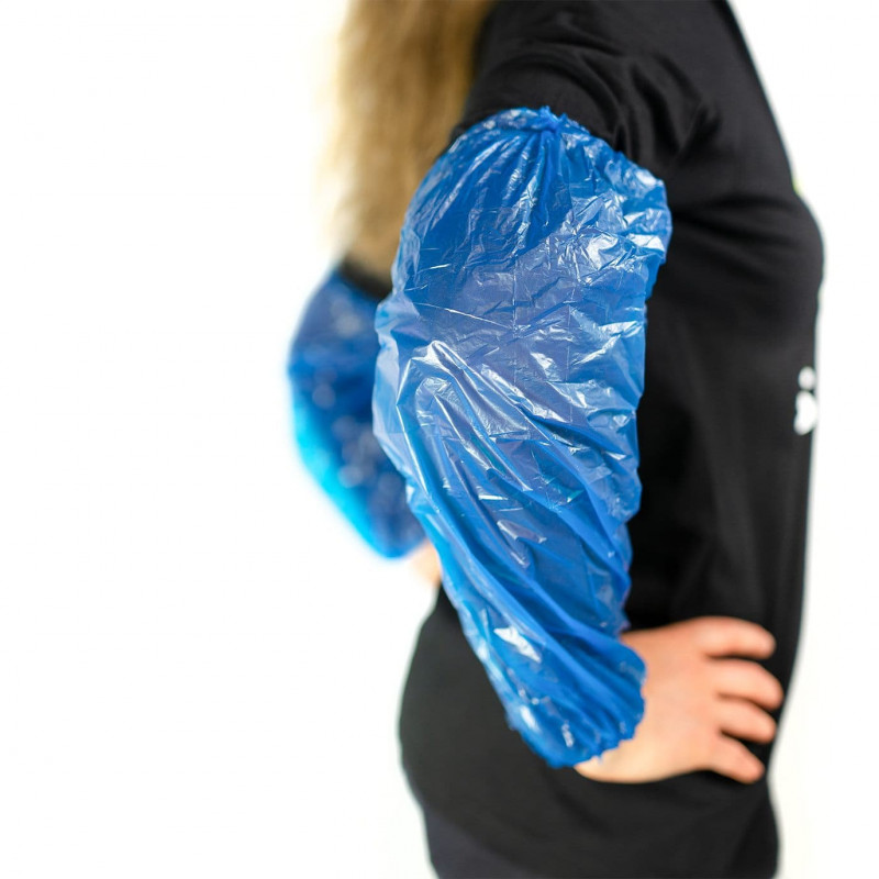 Manchette de protection en polyéthylène - Blanc ou Bleu - Sachet de 100 - Taille : Unique - Blanc - Unique