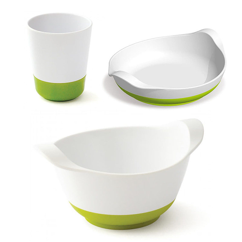 Assiette + Bol + Verre antidérapants Vert