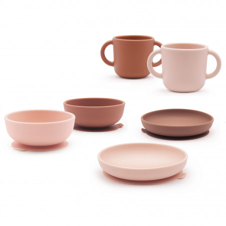 Assiette + Bol + Verre à ventouses Terracota