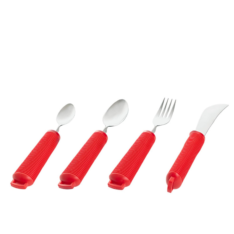 Lot de 4 couverts flexibles rouge spécial Alzheimer - Rouge