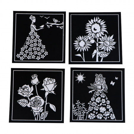 Lot de 4 cartes à dessiner en velours Lot de 4 cartes à dessiner en velours