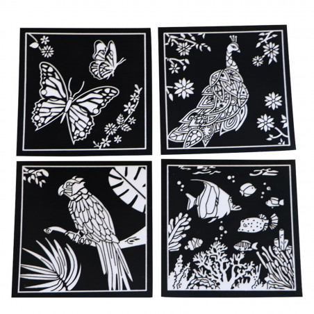 Lot de 4 cartes à dessiner en velours Lot de 4 cartes à dessiner en velours