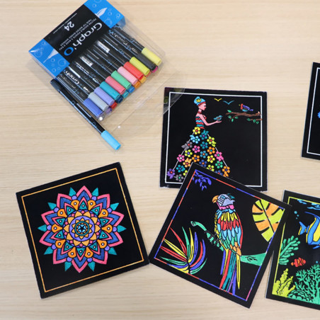 Lot de 4 cartes à dessiner en velours Lot de 4 cartes à dessiner en velours