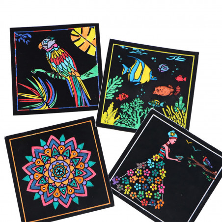 Lot de 4 cartes à dessiner en velours Lot de 4 cartes à dessiner en velours