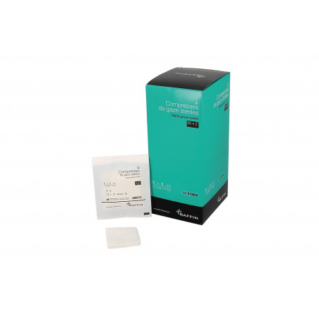 Compresses de gaze stériles - 5 x 5 cm - 50 sachets de 2 compresses - Raffin