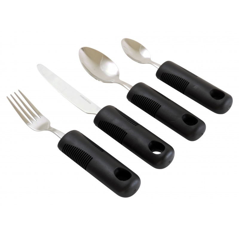 Set de 4 couverts gros manches éco - Noir - 3,5 cm