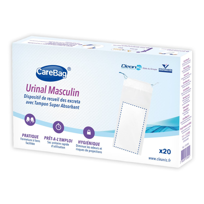 Urinal masculin jetable CareBag - Blanc
