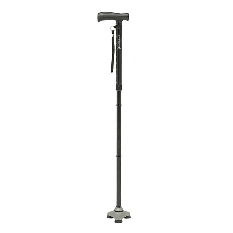 Canne de marche à embout stabilisateur pliable Hurrycane - Noir - 158 kg