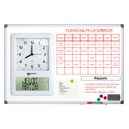 Tableau aide mémoire avec horloge simplifié VISO MEMODAY