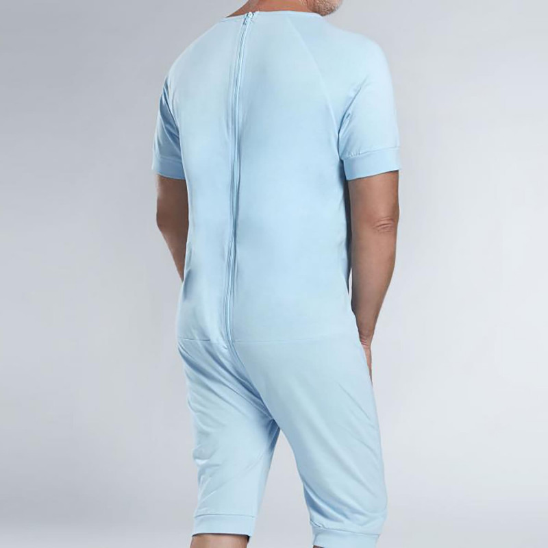 Grenouillère Adulte JC/MC Fleurette Bleu - Taille 36/38 | Légère Pour Été