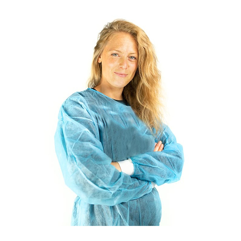 Blouse Visiteur - surblouse non tissé PPSB poignets Jersey - Sachet de 10 - Taille : 110 cm - Jaune - 110 cm