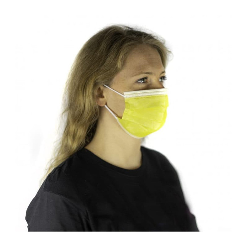 Masque IRM 3 Plis Jetable sans barrette nasale - Avec Elastiques - Type II - Orange - Boîte de 50 - Orange